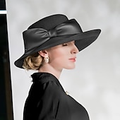 cheap Party Hats-Hats Polyester Fiber Bowler / Cloche Hat Straw Hat Sun Hat Wedding Casual Elegant Wedding With Bowknot Headpiece Headwear