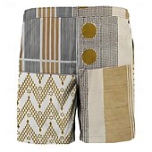 cheap Geometric Print-Men&#039;s Plaid Color Block Stripe Swim Shorts Board Shorts Swimming Trunks Mid Waist Fashion Streetwear Designer Casual Daily Holiday Pocket Drawstring Elastic Waist Designer Clothing Apparel