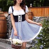 billiga Kvinnor-Oktoberfest Klänningar Dirndl Bayersk Hembiträde Tyska München Ängar Dam Traditionell stil tyg