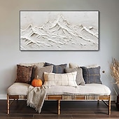 olcso Absztrakt festmények-absztrakt hegyi tájkép festmény kézzel készített fehér hegyi olajfestmény texturált kés hegyi festmény művészet fehér hegyi hálószoba fali dekoráció nappali dekoratív festmény