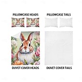 economico Set copripiumino-Coniglietto di peluche dipinto a mano ad acquerello set da 3 pezzi di copripiumini per camere d&#039;albergo camere per gli ospiti alloggi di lusso set biancheria da letto comfort 1 copripiumino 2 federe