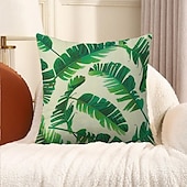 billige blomster- og plantestil-putetrekk 1 stk myk blomstret&amp;amp;planter firkantet putetrekk putetrekk til sofa soverom overlegen kvalitet maskinvaskbar utendørs faux lin pute til sofa sofa seng stol grønn