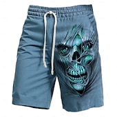 cheap Men&#039;s 3D Sweat Shorts-Men&#039;s 3D Print Cool Skulls Sweat Shorts Beach Shorts Terry Shorts Mid Waist Vintage Casual Daily Holiday Streetwear Drawstring Elastic Waist 3D Print Designer Clothing Apparel