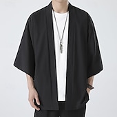 economico Giubbotti e cappotti da uomo-Per uomo Mantello / mantelle Giacca Kimono Esterno Giornaliero Crema solare Traspirante Primavera estate Liscio Di tendenza Informale Colletto Standard Nero Bianco Rosa Blu Grigio chiaro Giacca