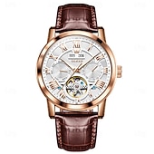 abordables Relojes mecánicos-OLEVS Hombre Relojes Mecánico Moda Reloj Casual Reloj de Muñeca Cuerda Automática Luminoso Calendario Fecha Semana Piel Reloj