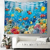 cheap Animal Tapestries-Wall Tapestry Art Decor Blanket Curtain Picnic Tablecloth Hanging Home Bedroom Living Room Dorm Decoration Animal Fish Underwater World