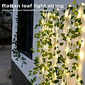 abordables Guirlandes solaires-Guirlande lumineuse solaire élégante pour réception de mariage, 100 LED – Guirlande lumineuse en lierre de 33 pieds, 8 modes, étanche, pour la décoration de la maison et du jardin