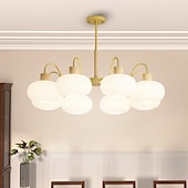 cheap Pendant Lights-LED Pendant Light 50/65/70/90cm 3/5/6/8-Light Milk Glass Sputnik Chandelier Mid Century Modern Semi Flush Mount Ceiling Light E27 Antique Hanging Lamp Nordic Metal Farmhouse Pendant Light Fixture for Living Room Bedroom 110-240V
