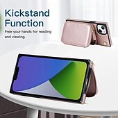 Недорогие Чехлы для iPhone-телефон Кейс для Назначение айфон 16 iPhone 15 Pro Max iPhone 14 13 12 11 Pro Max Plus Mini SE Кошелек для карт Молния с ремешком Откидная подножка Ретро ТПУ Кожа PU
