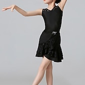 abordables Tenues de danse latine-Danse latine Tenues de Danse pour Enfants Danse de la salsa latine Robe Dentelle Fille Utilisation Usage quotidien Sans Manches Spandex