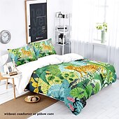 billiga Påslakanset-tropical rainforest series 3-delat påslakanset för sommaren mjuk hudvänlig långvarig för hotellrum gästrum sängkläder bekvämt set