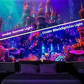 billige Blacklight -billedvev-blacklight billedvev uv reaktiv glød i mørket glød party neon manet fantasi undersjøisk natur psykedelisk trippy tåkete hengende billedvev veggkunst veggmaleri for stue soverom