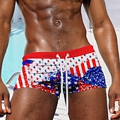 preiswerte Unabhängigkeitstag Hosen-Herren Flagge Amerikanische Flagge Nationalflagge Badehosen Badeshorts Boardshorts Mittlere Taille Mode Designer Surfen Ferien Strand Tasche Kordelzug Elastischer Bund Designer Bekleidung