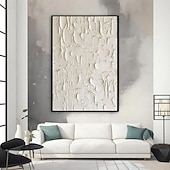 preiswerte Abstrakte Gemälde-3D gerahmte handgemalte strukturierte Wandkunst weißes minimalistisches Gemälde auf Leinwand Wabisabi trendige Wohnkultur Wohnzimmer Wandkunst modernes Gemälde fertig zum Aufhängen