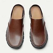 levne Pánské dřeváky a pantofle-pánské hnědé slip-on mules s polstrovanou podrážkou - pohodlná a stylová obuv pro běžné nošení