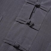 economico Casual da lavoro-Per uomo Camicia Camicia di lino Camicia con colletto cinese Camicia con colletto alla coreana Camicia popover Camicia casual Semplice Vacanza Streetwear Nero Bianco Grigio Manica Corta Collo alla