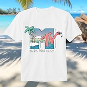 abordables Camiseta gráfica para hombres-Hombre Árbol de coco Letra Hawaiian Camiseta Camiseta superior 100% Algodón Manga Corta Gráfico Camisa Negro Blanco Verde Ejército Camiseta cómoda Calle Deporte Ropa de diseñador de moda