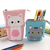 cheap Storage &amp; Organization-Standing Pencil Case Back to School Cute Telescopic Pen Holder Standing Pencil Pouch Organizer Pop up Pencil Bag Cosmetics Bag Portable Kawaii Stationary
