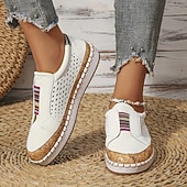 economico Slip-ons e mocassini da donna-scarpe casual slip-on bianche da donna – sneakers traspiranti in similpelle con finiture in sughero e fascia elastica per camminare, viaggiare e indossare ogni giorno