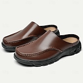 levne Pánské dřeváky a pantofle-pánské hnědé slip-on mules s polstrovanou podrážkou - pohodlná a stylová obuv pro běžné nošení
