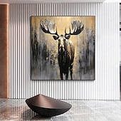 preiswerte Abstrakte Gemälde-der große Elch. Tiere. 100 % handgemaltes Strukturgemälde, abstraktes Acryl-Ölgemälde, Wanddekoration, Wohnzimmer, Bürowand