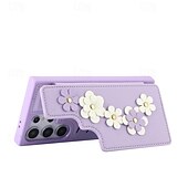 baratos Capa Samsung-telefone Capinha Para Samsung Galaxy S24 Ultra Plus S23 Ultra Plus S22 Plus Ultra A55 A35 A25 A15 5G A54 A34 A14 S25 Ultra Capa traseira Com Suporte Magnética com cordão Retro flor floral TPU Couro PU