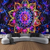 billige Blacklight -billedvev-mandala bohemisk blacklight billedvev uv reaktiv glød i mørket trippy zen meditasjon tåkete natur hengende billedvev veggkunst veggmaleri for stue soverom