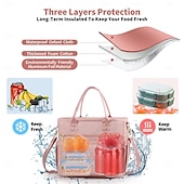 cheap Storage &amp; Organization-Fashionable Large-Capacity Bento Bag - Stylish &amp; Durable with Cooling Ice Pack - Waterproof Insulated Lunch Container - Perfect for Teens &amp; Workers School Classroom Outdoor Picnics - Easy Hand Was