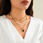 abordables Colliers-Collier Pendentif Résine Femme Elégant Le style mignon Romantique Multirang Trèfle Mignon Irrégulier Colliers Tendance Pour Mariage Soirée du quotidien