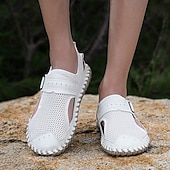 cheap Outdoor Sandals-Men&#039;s Breathable Mesh Leather Sandals – Casual Hook and Loop Outdoor Fisherman Shoes for Summer Walking and Beach Travel