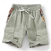 baratos Retro Vintage &amp; Ética-Homens Geométrica Impressão 3D Calção Shorts de verão Shorts casuais Cintura Média Estilo Étnico Retro Vintage Casual Diário Feriado Bolsos Com Cordão Cintura elástica Designer Roupa