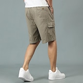 baratos Clássico-Homens Shorts táticos Bermuda Cargo Calção Com Cordão Cintura elástica Bolso multi Tecido Vestível Comprimento do joelho Ao ar livre Diário Acampar e Caminhar Moda Clássico Preto Amarelo