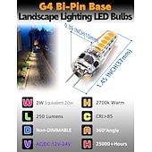 cheap LED Bi-pin Lights-10pcs G4 LED Light Bulb 2W Equivalent to Halogen Bulb 20W T3 JC Type Bi-Pin G4 Base AC/DC 12V for RV Interior Boat Yacht Courtyard Path Not-Dimmable