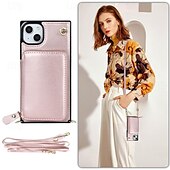 Недорогие Чехлы для iPhone-телефон Кейс для Назначение айфон 16 iPhone 15 Pro Max iPhone 14 13 12 11 Pro Max Plus Mini SE Кошелек для карт Молния с ремешком Откидная подножка Ретро ТПУ Кожа PU