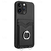 economico Cover per iPhone-telefono Custodia Per iPhone16 iPhone 15 Pro Max Plus iPhone 14 13 12 11 Pro Max Plus Mini SE Per retro Supporto ad anello Slot per schede Resistente agli urti Retrò TPU Metallo pelle sintetica