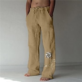 billiga Klassisk-Herr Grafisk Grafiska tryck Långbyxor Sommarbyxor Strandbyxor Medium Midja Mode Streetwear Designer Ledigt Dagligen För semester Elastisk dragsko-design Framficka Rakt ben Vår &amp; Höst 3D-tryck Vit
