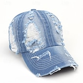 preiswerte Baseballkappe für Herren-Herren Cap Basecap Sonnenhut Kappe Schwarz Dunkel Blau Baumwolle Zerrissen Modisch Brautkleider schlicht Strasse Täglich Glatt Einstellbar Sonnenschutz Atmungsaktiv