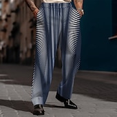 economico Sciolto-Per uomo Fantasia geometrica pantaloni della tuta Vita normale Affari casual Matrimonio Da giorno Tasche Pantaloni a gamba dritta Estate Primavera Autunno Stampa 3D Nero Vino Blu