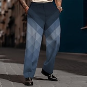 abordables Perder-Hombre Plaid pantalones de traje Media cintura Informal de negocios Boda Uso Diario Bolsillo Pantalones rectos Verano Primavera Otoño Rojo Azul Piscina Gris