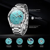levne Quartz hodinky-nové olevy olevs módní trend pásek z nerezové oceli pánské obchodní hodinky kalendář svítící fáze měsíce jednoduché volnočasové quartzové hodinky voděodolné sportovní pánské náramkové hodinky