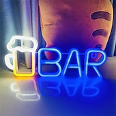 Недорогие Неоновые LED огни-Светодиодная неоновая лента для бара Октоберфест, теплая белая бело-фиолетовая вывеска осветит ваше лето с помощью этой предварительно освещенной светодиодной вывески для бара, идеально подходящей для наружного и настенного декора.