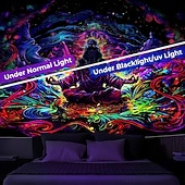 levne Tapiserie Blacklight-blacklight gobelín uv reaktivní záře ve tmě záře party neonový kouzelník zen yinyang psychedelický trippy mlhavý závěsný gobelín nástěnná malba pro život