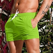 baratos shorts de natação masculinos-Homens Bermuda de Surf Shorts de Natação Calção Justo de Natação Com Cordão Cintura elástica Tecido Conforto Secagem Rápida Curto Feriado Praia Final de semana Moda Casual Preto Branco Micro-Elástica