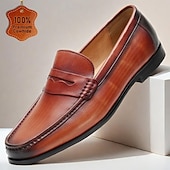 economico Mocassini in pelle premium-Per uomo Mocassini e Slip-Ons Scarpe bianche Mocassini di vestito Di pelle Pelle bovina pieno fiore italiana Comodo Antiscivolo Mocassino Marrone