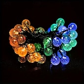 abordables Lumières de cordes solaires-Guirlande lumineuse à énergie solaire avec boules de cristal pour réception de mariage, 10 m, 100 LED, 8 modes d&#039;éclairage pour Noël, jardin, camping, fêtes, mariages, anniversaires&amp;amp;décoration