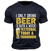 お買い得  メンズグラフィックTシャツ-メンズ 面白いビール Tシャツ &quot;私は週に3日しかビールを飲まない 昨日、今日、明日&quot; グラフィックティー