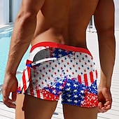 preiswerte Unabhängigkeitstag Hosen-Herren Flagge Amerikanische Flagge Nationalflagge Badehosen Badeshorts Boardshorts Mittlere Taille Mode Designer Surfen Ferien Strand Tasche Kordelzug Elastischer Bund Designer Bekleidung