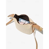 billiga Hand- och toteväskor-Dam Handväska Axelväska Lådväska Halmpåse Sugrör Helgdag Strand Resor Spänne Kedja Lättvikt Multi Carry Ensfärgat Brun Beige