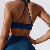 voordelige Sport bh&#039;s-Dames Lichte ondersteuning Sport bh&#039;s Running BH Open achterkant Gekruiste rug Goede top Gewatteerd Fitness Recreatiesport Hardlopen Ademend Lichtgewicht Zacht Zwart Roze Marine Blauw Effen