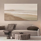 billiga Oljemålningar-oljemålning wabi sabi målning handmålad stor beige konst brun 3d minimalistisk målning på duk brun 3d textur väggkonst neutral beige båge gipsmålning